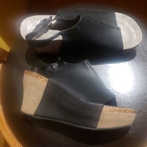 Black Wedge Sandals